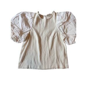 Anthropologie puff sleeve textured blouse small